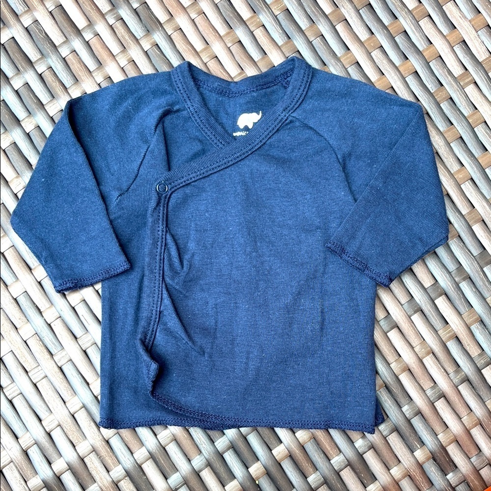 MONICA + ANDY Infant 0-3mo Organic Cotton Kimono Long Sleeve Shirt Navy Unisex